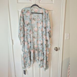 Floral Kimono Cardigan - Blue and Pink
